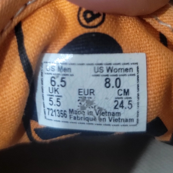 Vans OTW Logo Tangerine Lace-Up Sneakers - Size 8 (W), 6.5 (M) - Picture 8 of 9